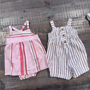 Carter's Pink and Brown Striped Bodysuits